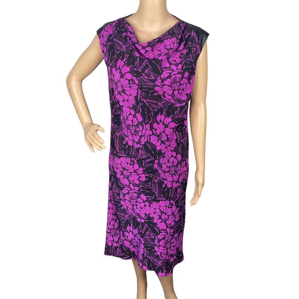 Bottega Veneta 2014 Runway Silk Floral Leather Trim Dress IT 42 US 6 Archival